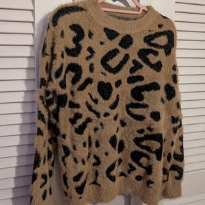 Leopard Print Fuzzy Sweater